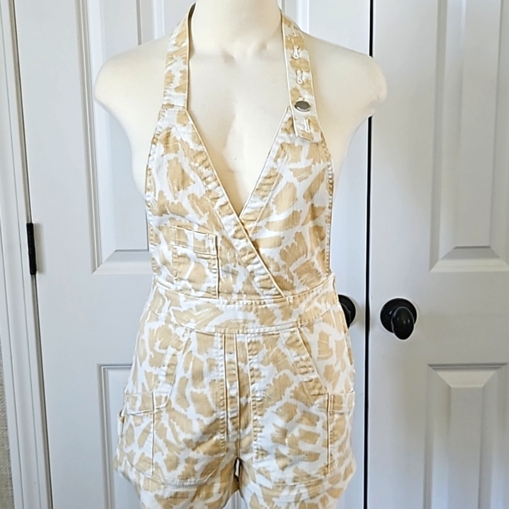 Maeve Gardener Apron Romper tan/white Size 0